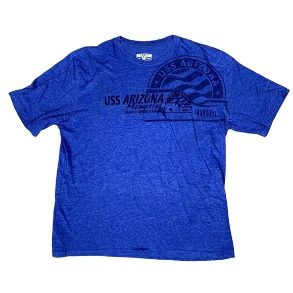 USS Arizona Memorial Pearl Harbor Hawaii Blue T-Shirt Size Large - Picture 1 of 4